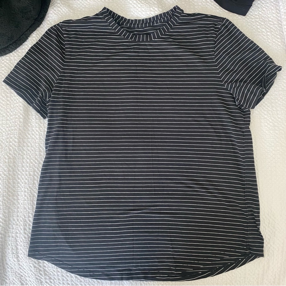 lululemon Black and White Striped Tee